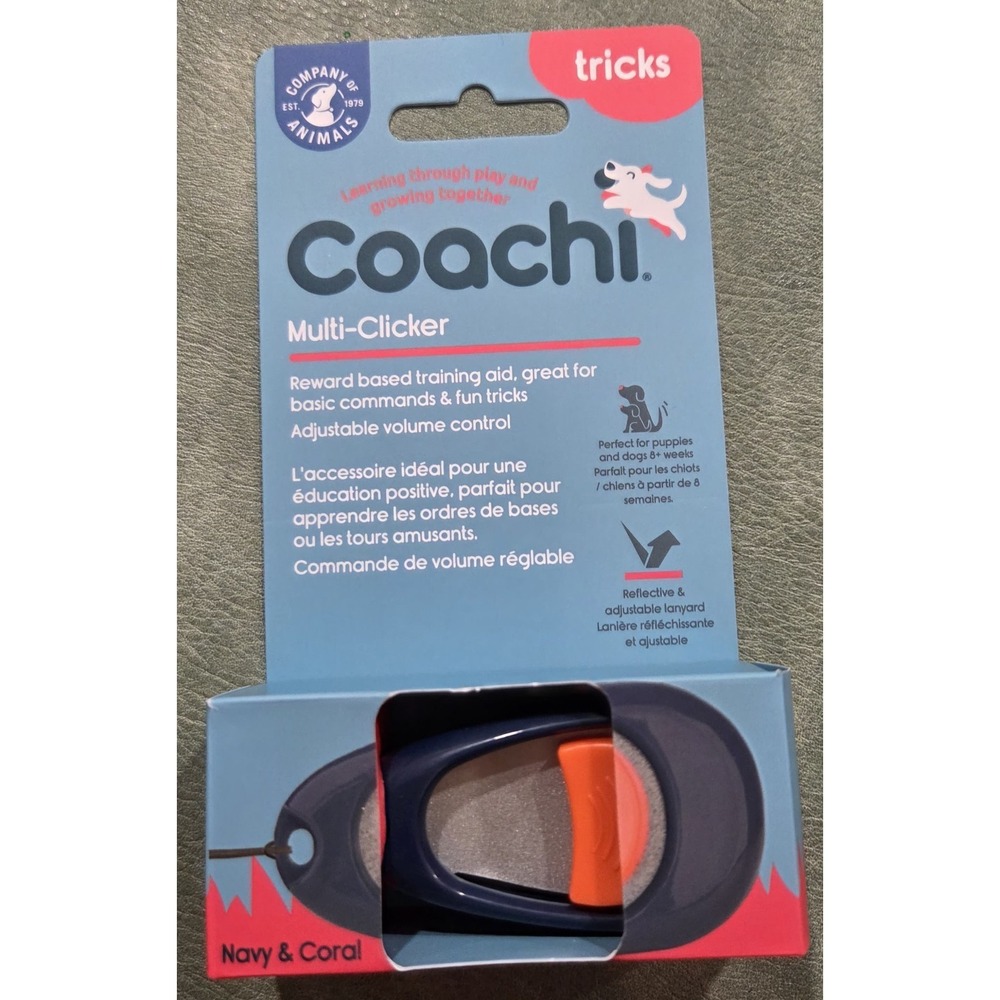 The Company of Animals Coachi Multi-Clicker Navy, Coral Button